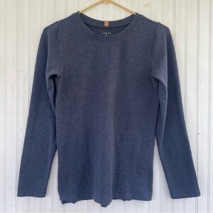 LUNYA Women's Heathered Blue Pima Cotton Crew Neck Long Sleeve Tee Size Small